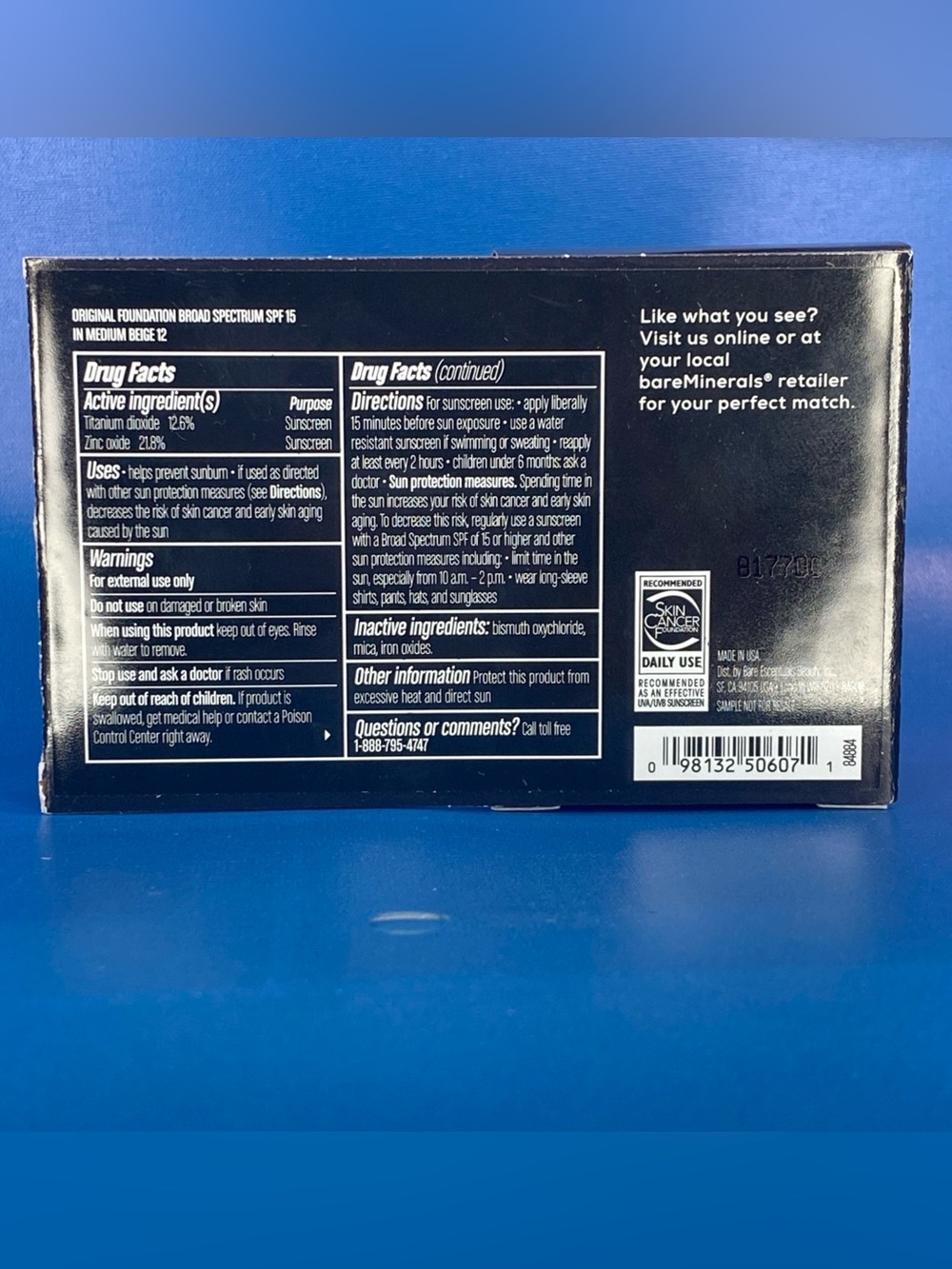 bareMinerals Original Foundation Sample Size .03 oz with brush - Medium Beige 12 - Picture 2 of 3